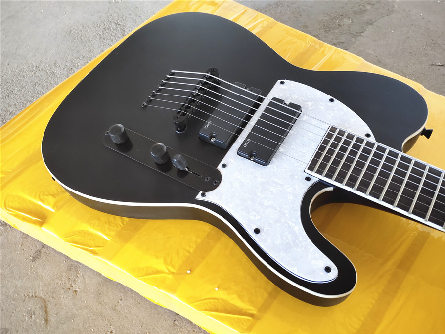 High quality customized matte black 7 string electric guitar, can be customized according to the requirements of free shipping