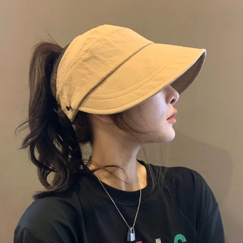 Summer Wide Brim Sunhat Women Sun Hats Foldable Adjustable Outdoor Beach Bucket Hat UV Protection Visors Fisherman tail Caps 240403