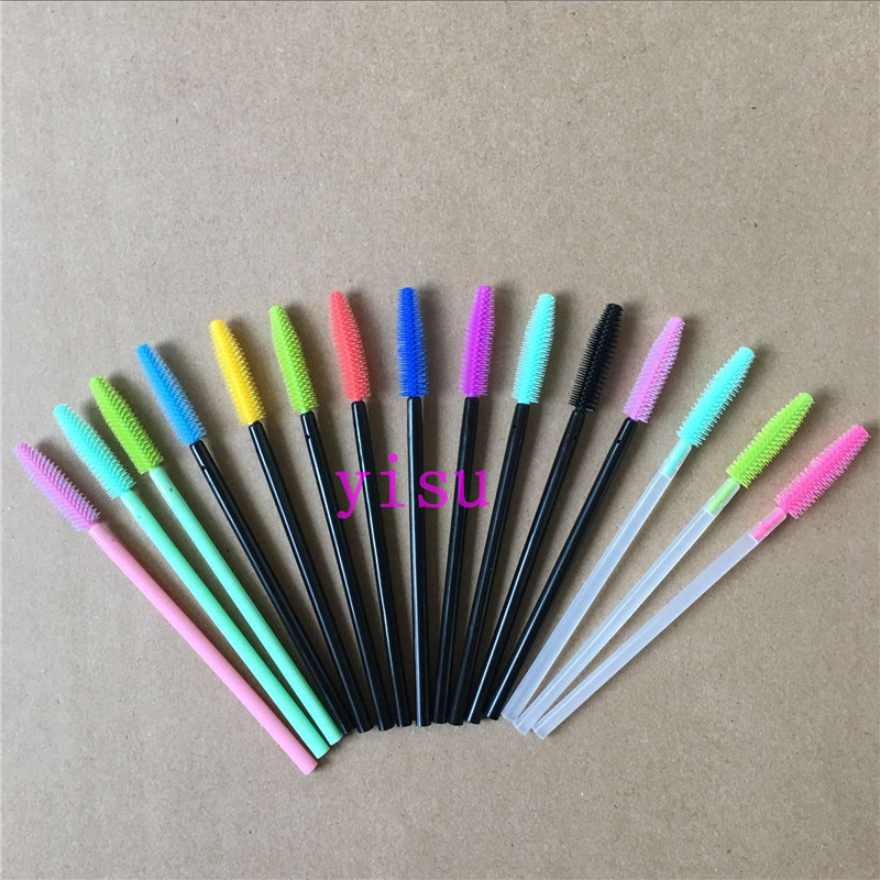 b d pcs lot Brushes Silicone Eyelashes Mix Colors Disposable Mascara Wands Lashes Makeup For Eyelash Extension