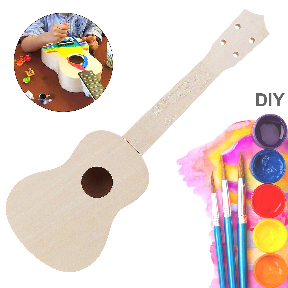 DIY Ukulele 21 Inch Kit Deer Sound Hole Basswood Soprano Hawaii Guitar Handwork Painting for Parents-child Campaign