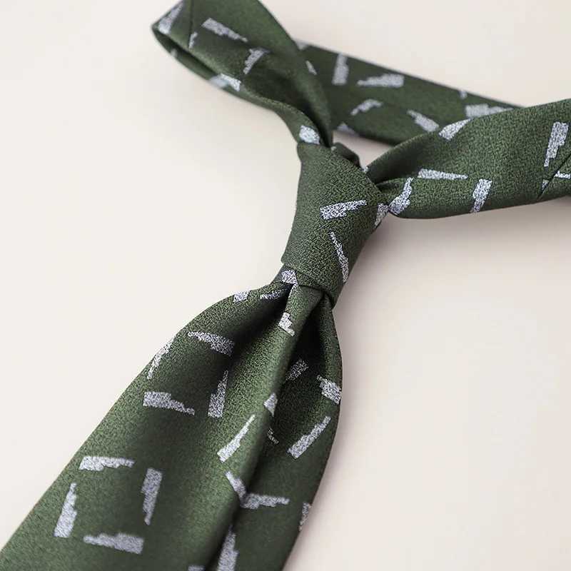 2024 New Design Green Brown Neckties 8cm Men Polyester Flower Neck Tie Young College Student Daily Wear Shirt Accories CravatX241111