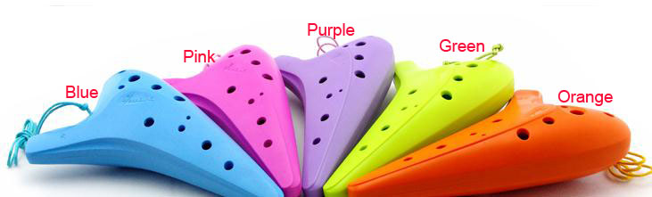 5colors famous brand music instrument 12 HOLEs Vintage Plastic AC flute Ocarina Tenor c purple/blue/pink/green/orange