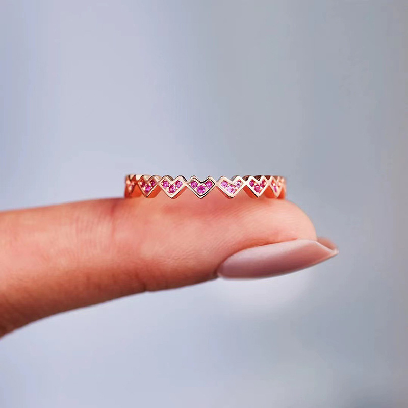 Solitaire Ring Classic Pink Heart Diamond Ring Women's 925 Sterling Silver Rose Gold Crystal Ring Cluster Ring Luxury wedding Jewelry