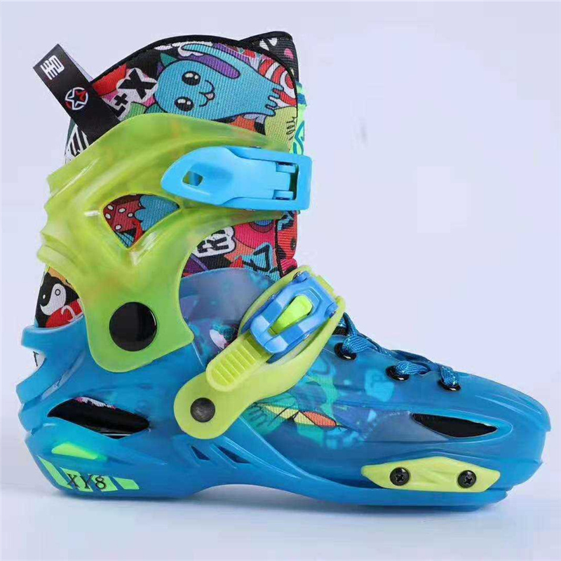 Kids Single Line Roller Skates Sneaker Blue Rose Inline Skating Shoes with Brake System for Children Outdoor Sports Street Road