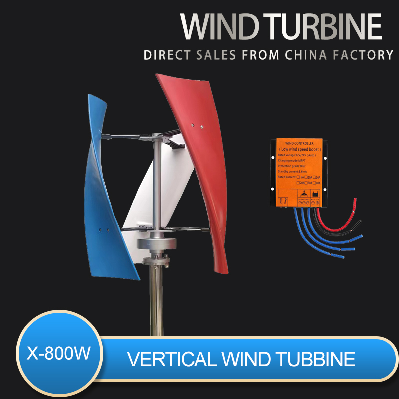 New Arrival 800W 1000W Wind Vertical Turbine Generator Alternative Energy Generators 12V 24V MPPT Hybrid Controller Off Inverter