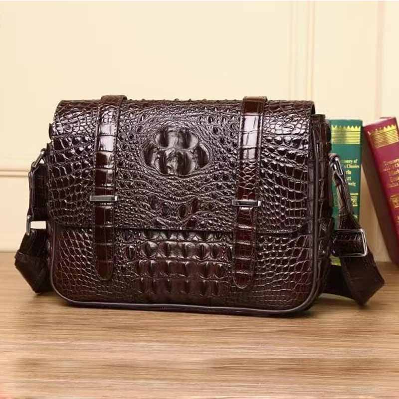Men's bag sacos de ombro Genuine Leather men's shoulder bag Briefcase Crocodile pattern cowhide bag high quality crossbody bags
