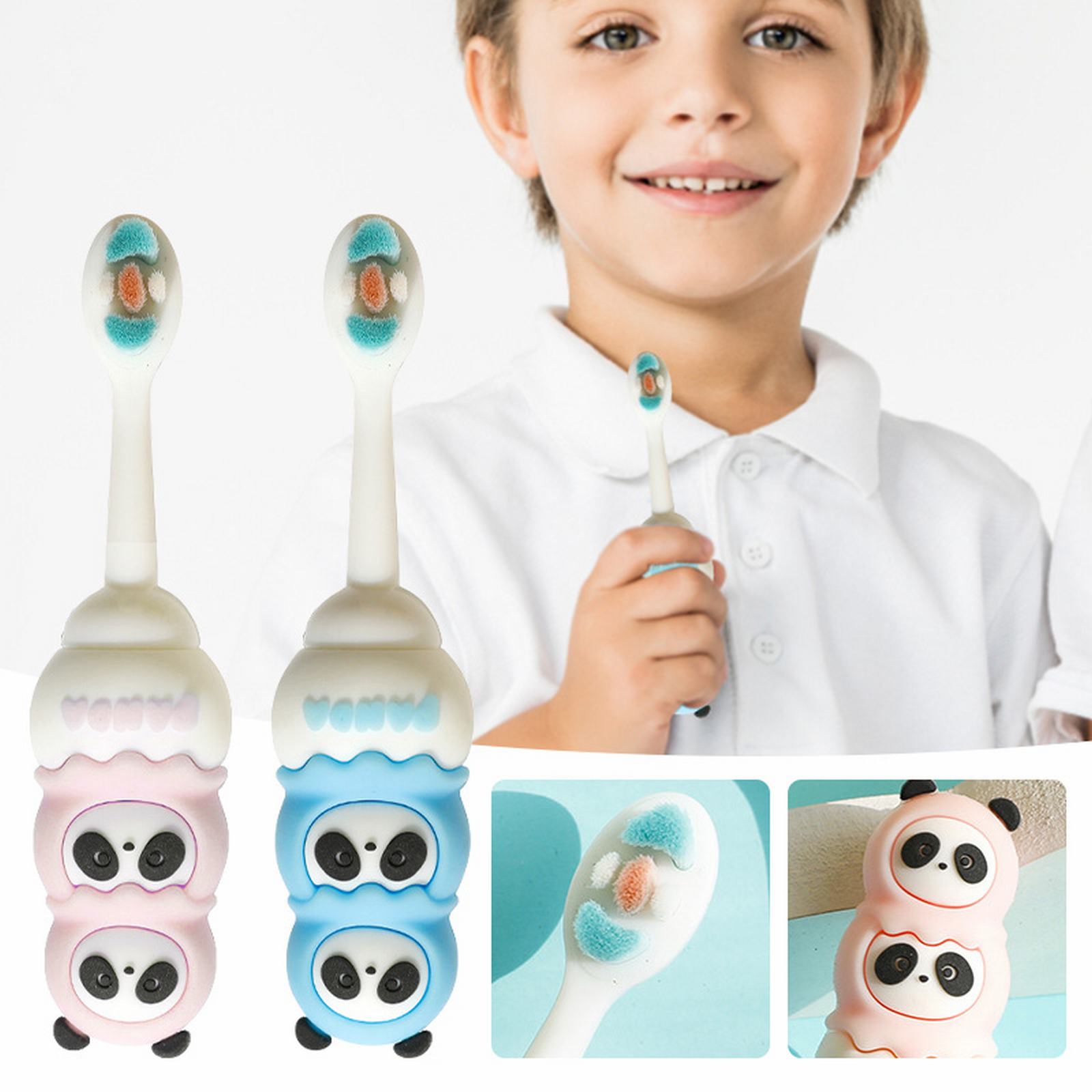 Children s Cute Soft Handle Panda Bristles Kids Animal Toothbrush Baby Silicone Electric Brush Teeth