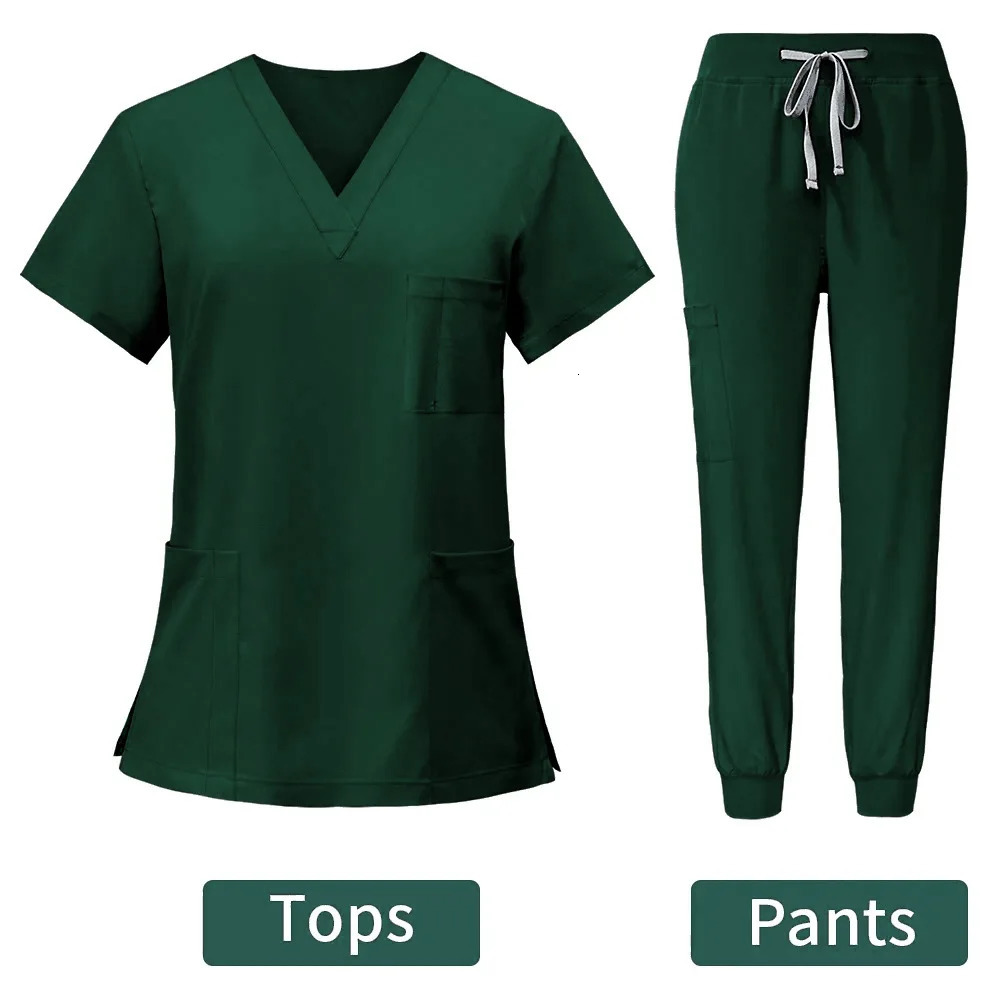 Multicolor Beautician Lab Workwear Solid Color Beauty Salon Nursing Uniforms Pet Clinic Scrubs Uniforms Work Clothes Wholesale 240410
