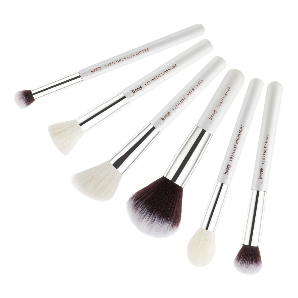 e pcs Sets Jessup Brushes Makeup Brush Pearl White Sier Beauty Tools Buffer Paint Cheek Highlight Powder