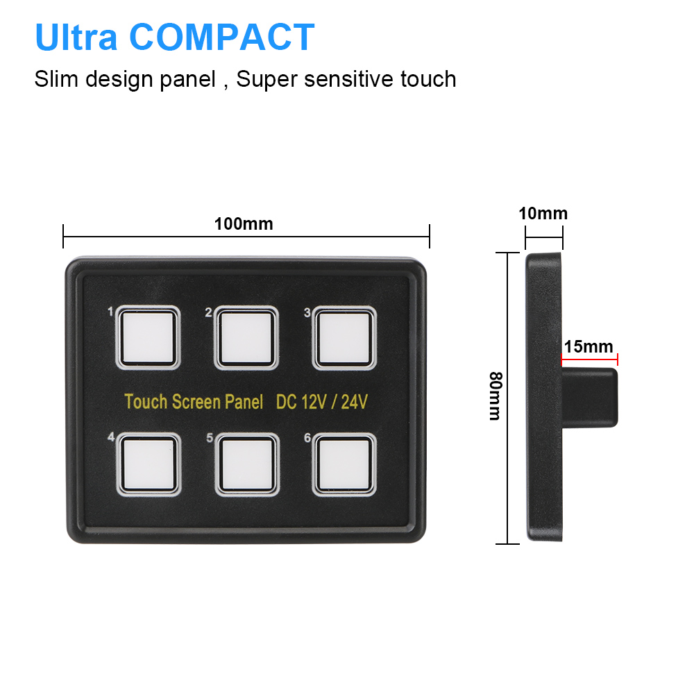 24V 12V Switch Panel 6 Buttons LED Touch Screen Car Light Toggle Relays System Caravan Accessories for Boat Marine Truck Trailer