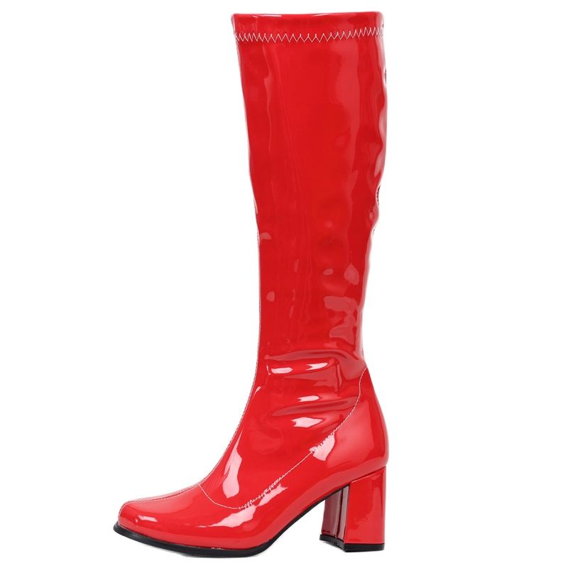 Women Classic Retro GO GO Shoes 7CM High 2025 Block Heel Square-toe ZIP Ladies Knee-high new Boots Big Size 36-46