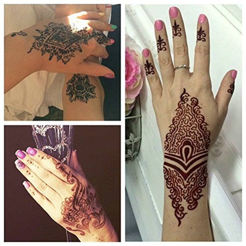 dbd Large Tattoo Henna Hand pcs Stencils For Body Paint Flower Glitter Airbrush Mehndi Indian Tatoo Templates Stencil cm