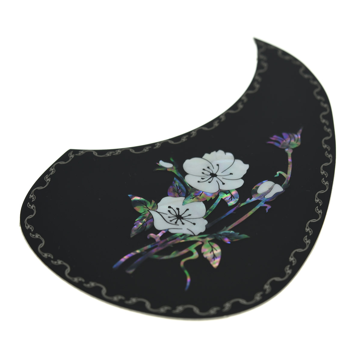 KAISH Universal Acoustic Guitar Pickguard Self-adhesive Metal Aluminium Pickguard with Cool Abalone Inlay