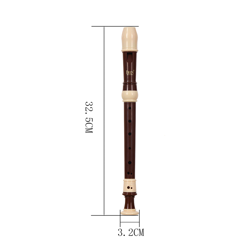 IRIN 8 Hole Baroque Style Flute ABS Descant Recorder Woodwind Instrument Detachable with Finger Rest and Carrying Bag