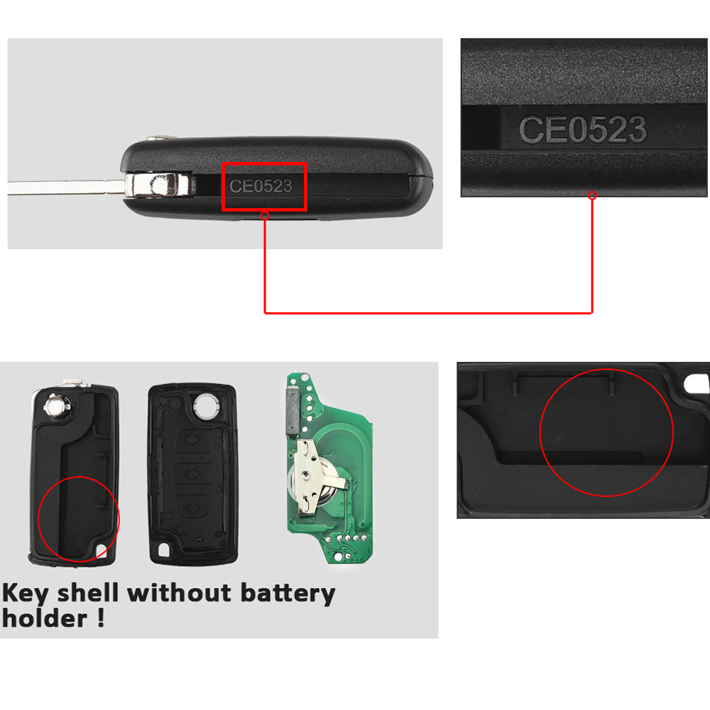 KEYYOU 2/3 Buttons Filp Remote Car new Key 2025 433MHz For Citroen C1 C2 C3 C4 C5 Berlingo Picasso For Peugeot 207 307 ID46 CE0536 CE0523