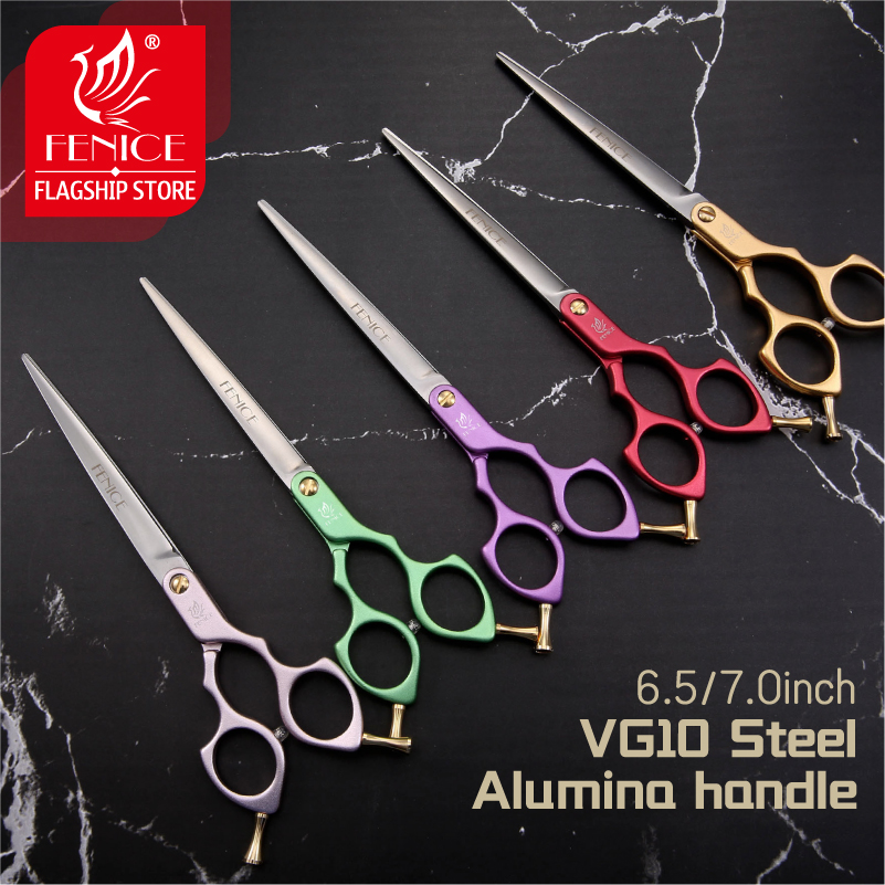 Fenice VG10 Colorful 6.5/7.0 Inch Pet Cutting Scissors for Dog/Cats Grooming Straight Cutter