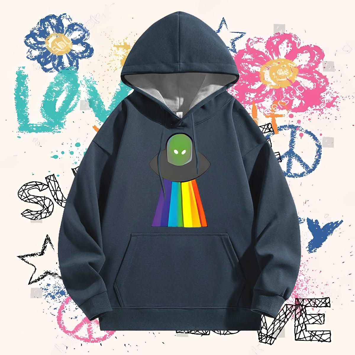 Classic Man Hoodie Long Sleeve Drawstring Unisex Couples Hoodie Anime Oversized US Size Top Hoody Daily Outfit Thick Fleece