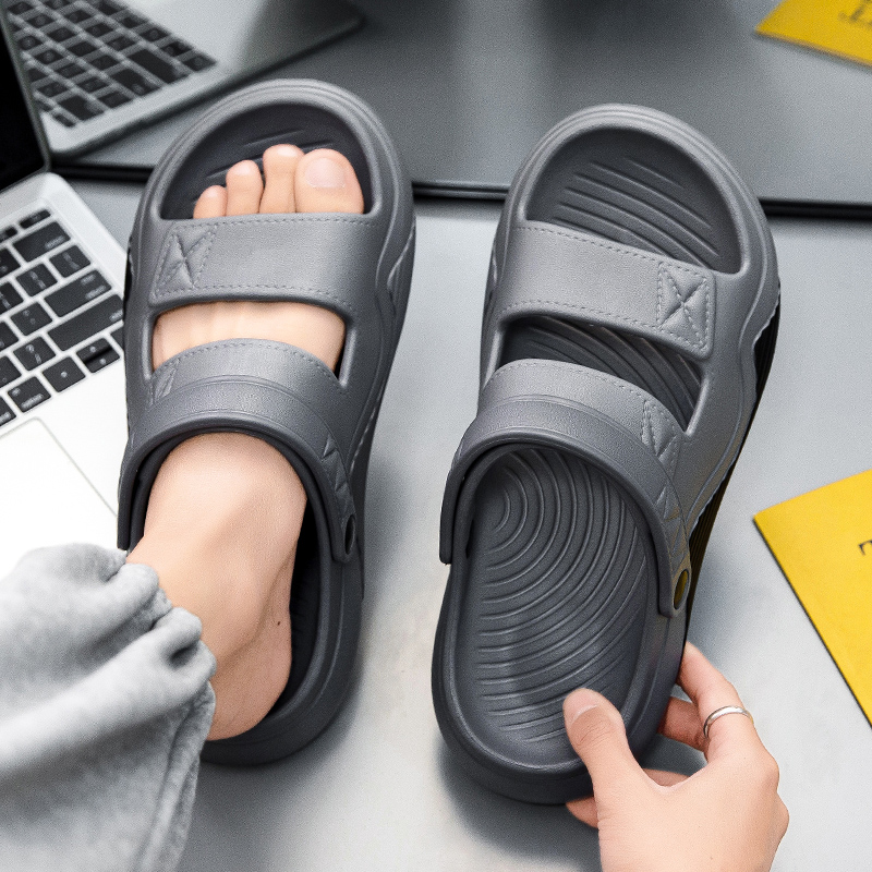 Summer Sandals slippers Mens Flat shoes slippers Grey Yellow Black suede slippers for external wear Beige Fashion Casual Shoes