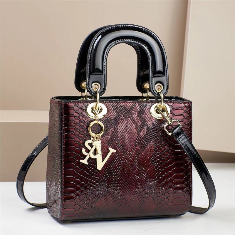 Free Shipping New Bright Colored Leather Square Shoulder Cushion Women's Fashionable Crossbody Handbag
