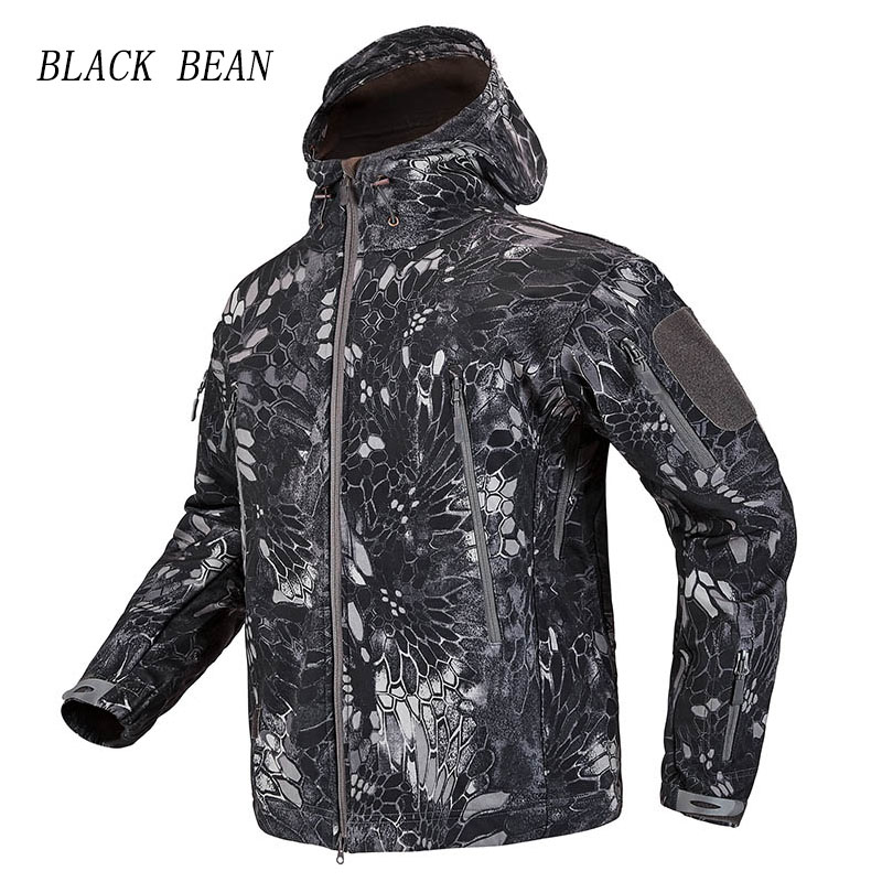 Autumn Tactical Soft Shell Outdoor Warm Hunting Military Army Jackets Hiking Trekking Camo Waterproof Windproof Hooded Men Coats