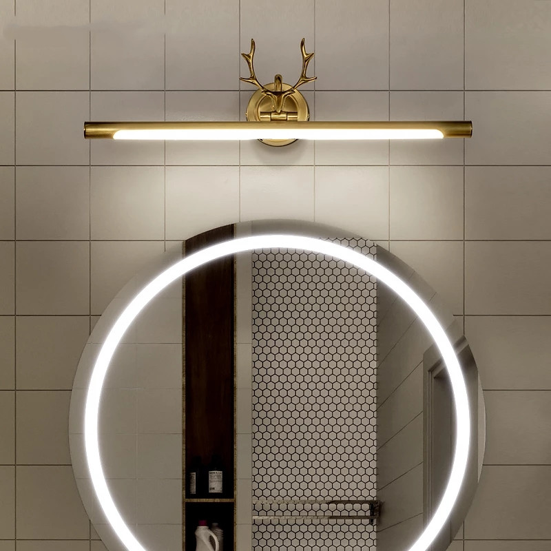 Modern LED Mirror Light for Washroom Makeup Vanity Cabinet Black/Gold Antlers Bathroom Amenities Decor Wall Lamp Indoor Lighting
