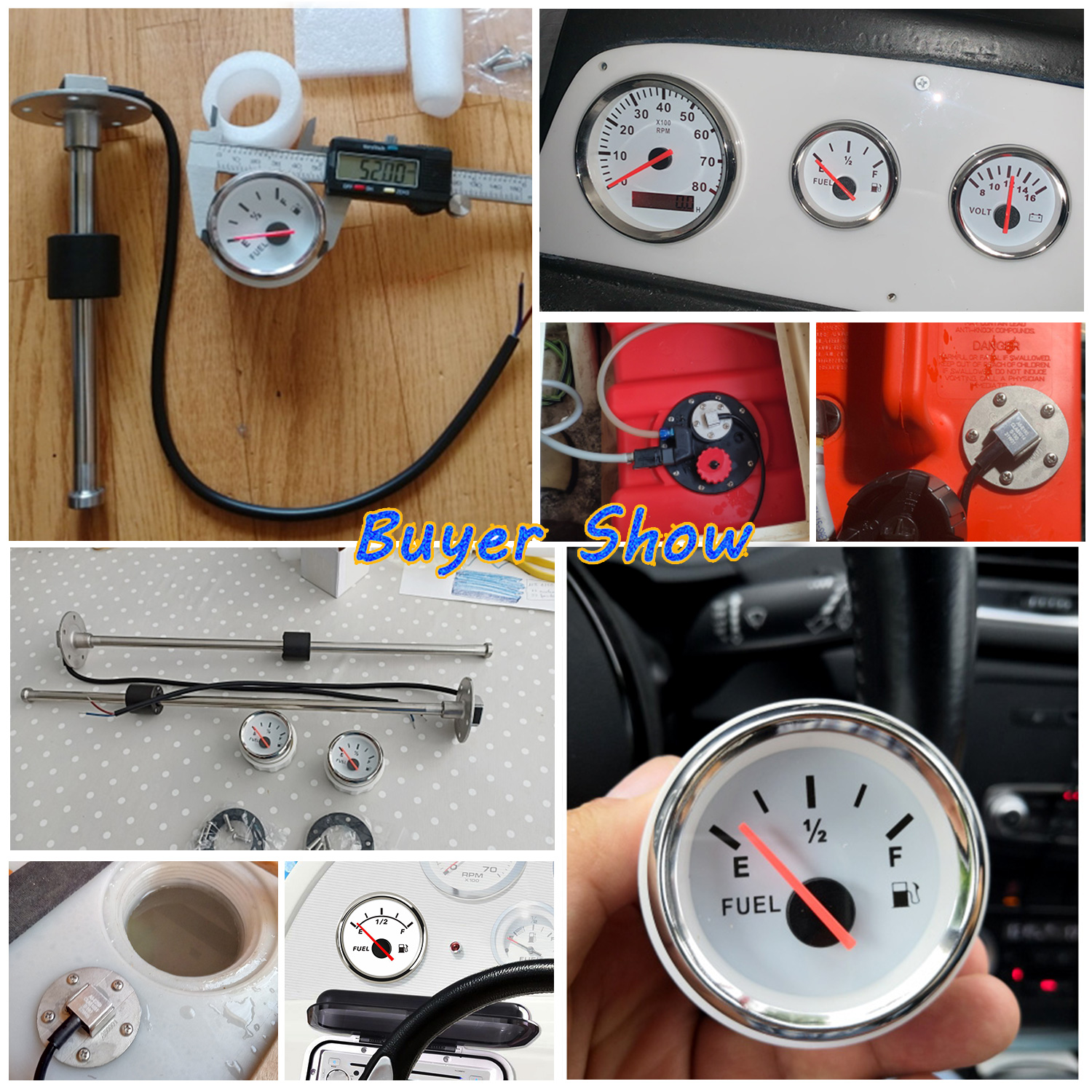 New Boat Car Water Level Gauge With Water Level Sensor 52mm Water Level Meter With Red Backlight 150-600mm 240-33 Ohm Sensor