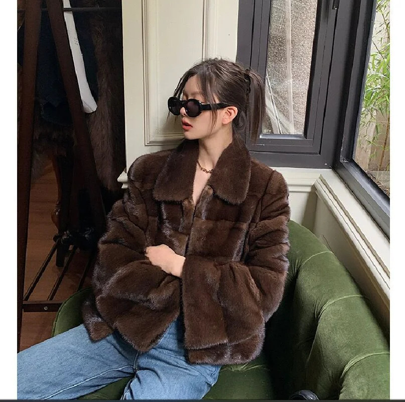 100% genuine mint fur coat for winter warmth and fashion in 241108