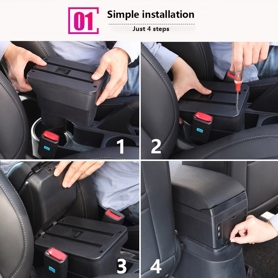 For Opel Corsa D Armrest box For Opel Corsa Car armrest backrest Interior parts storage box Retrofit parts Car accessories