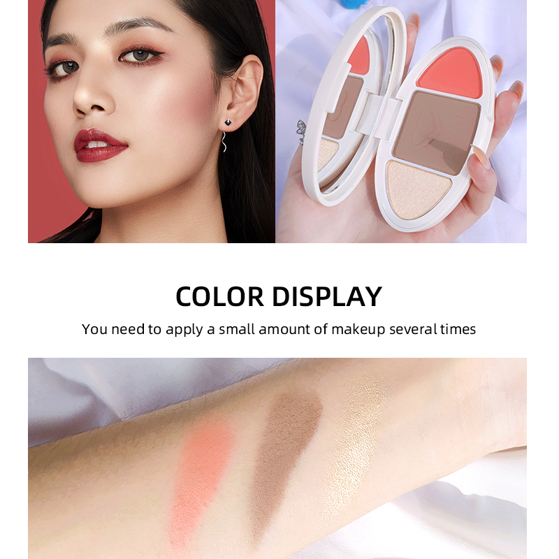 QIBEST 3 IN 1 Stereo 2025 Contour Bronzer & Blusher & Highlighter Palette Long-lasting new Professional Makeup Natural Palette 5 Shades