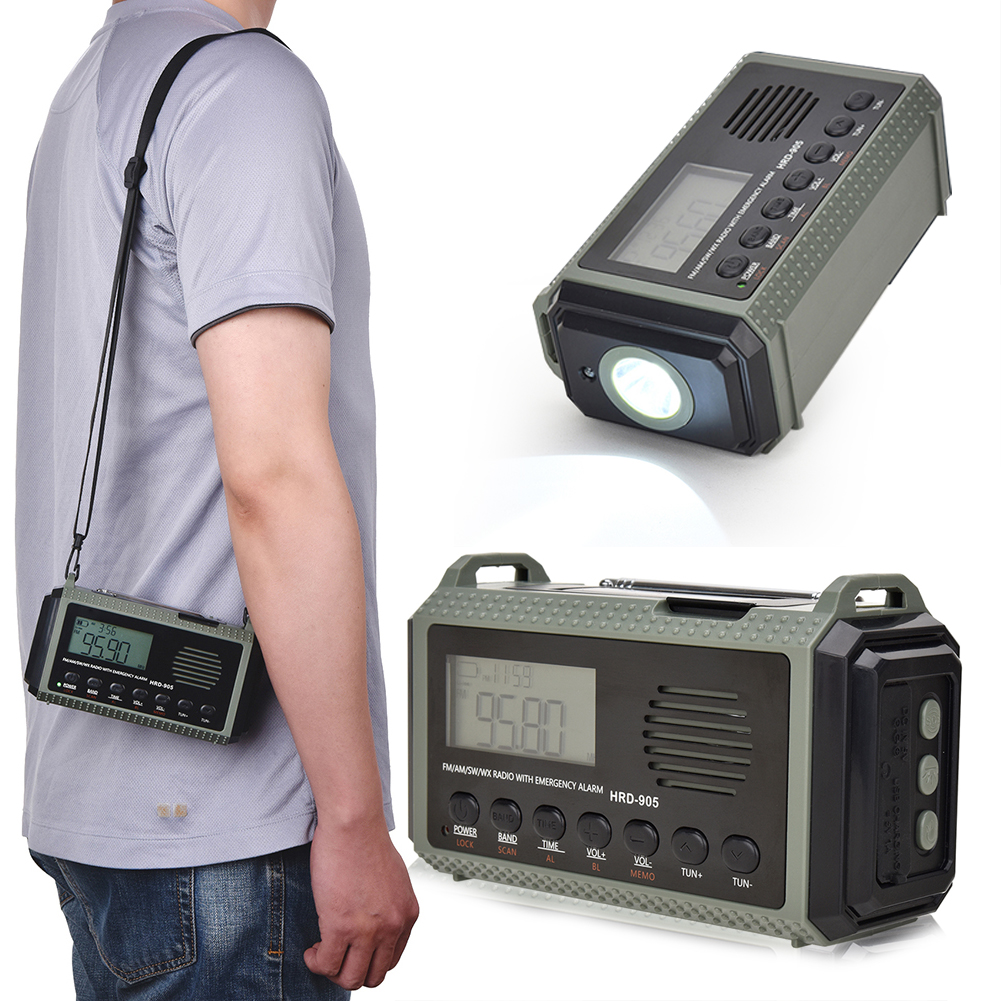 Emergency Radio 10000MAh Solar Hand Crank AM FM SW NOAA Weather Radio 3.5mm Headphone Jack Power Bank SOS Alarm for Outdoor