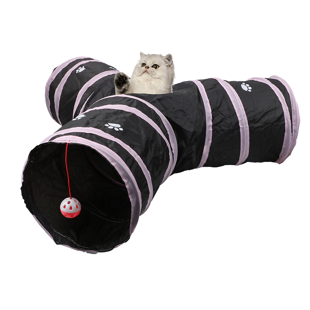 Funny Pet Cat Tunnel Tunnel Tubes 3 Holes Play Tubes Balls Pet Supplies Kitten Toys 2 Colors Foldable Storage