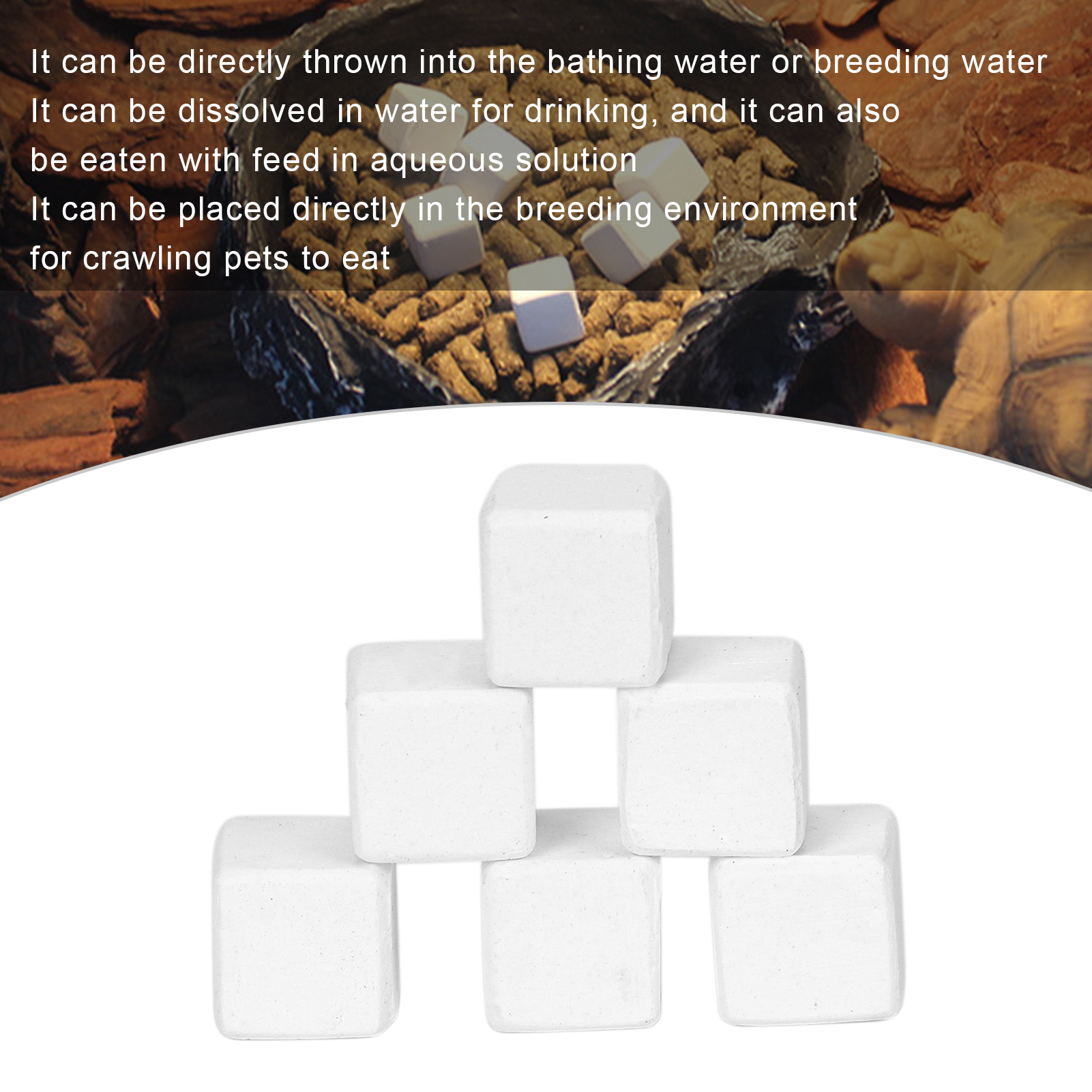 Natural Mineral Blocks for Fish Tank, Calcium Stone, Toy for Aquarium, Reptiles, 6Pcs