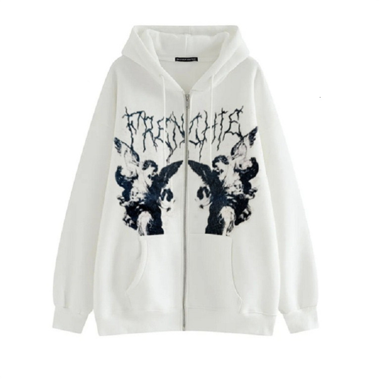 Designer street fashion printed hoodie for both men and women, casual loose hooded cardigan