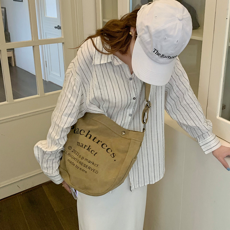 Canvas for women's summer 2024 new fashionable large capacity single shoulder crossbody bag