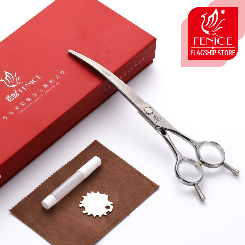 Fenice professional 7 inch pet curved scissors for dog grooming scissors cutting shears makas tijeras