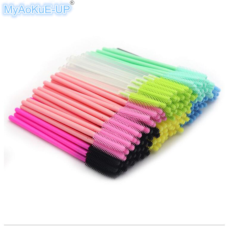 b d pcs lot Brushes Silicone Eyelashes Mix Colors Disposable Mascara Wands Lashes Makeup For Eyelash Extension