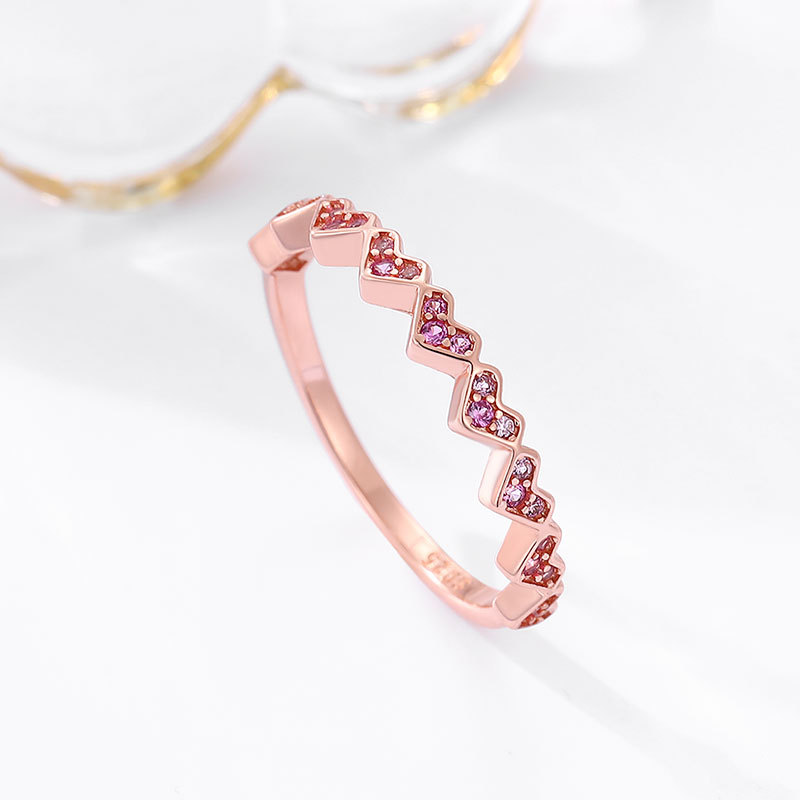 Solitaire Ring Classic Pink Heart Diamond Ring Women's 925 Sterling Silver Rose Gold Crystal Ring Cluster Ring Luxury wedding Jewelry