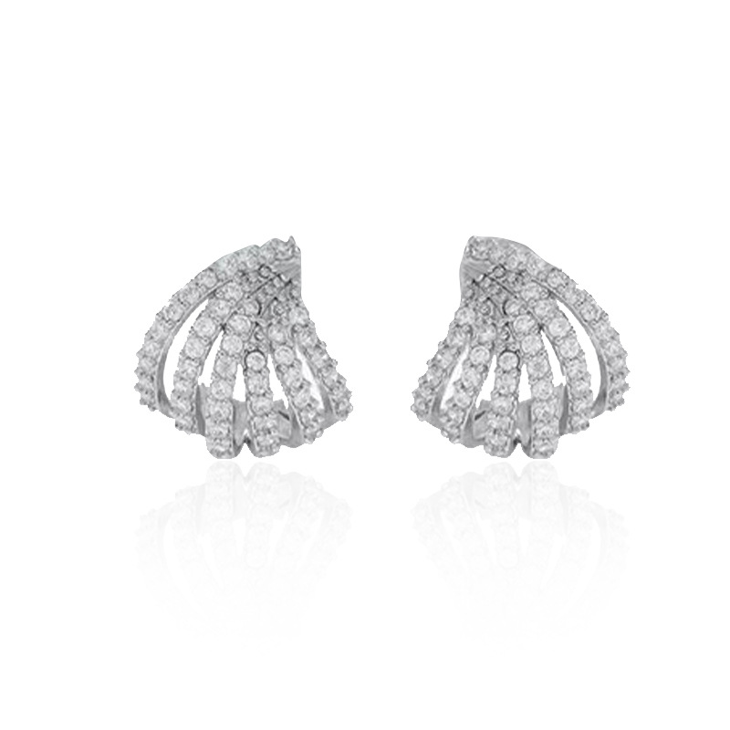 Stud designer multi-layer line geometric earrings women 925 sterling silver inlaid with crystal Stud platinum diamond Stud earrings luxury wedding jew