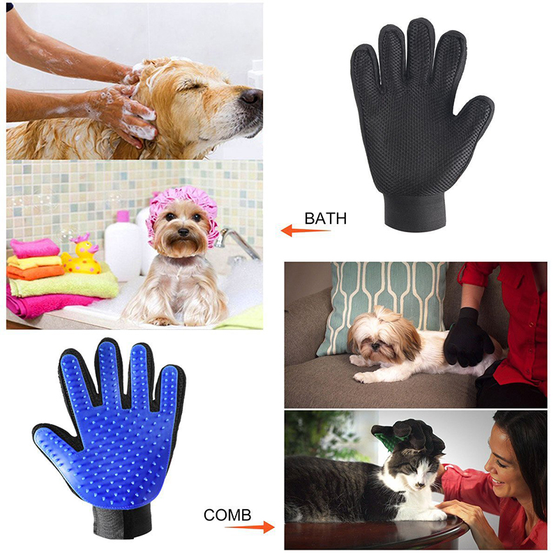 Silicone Pet Dog Cat Grooming Gloves Pet Cat Massage Glove Hair Brush Shower Comb Dog Bath Deshedding Cleaning Tool Dropshipping