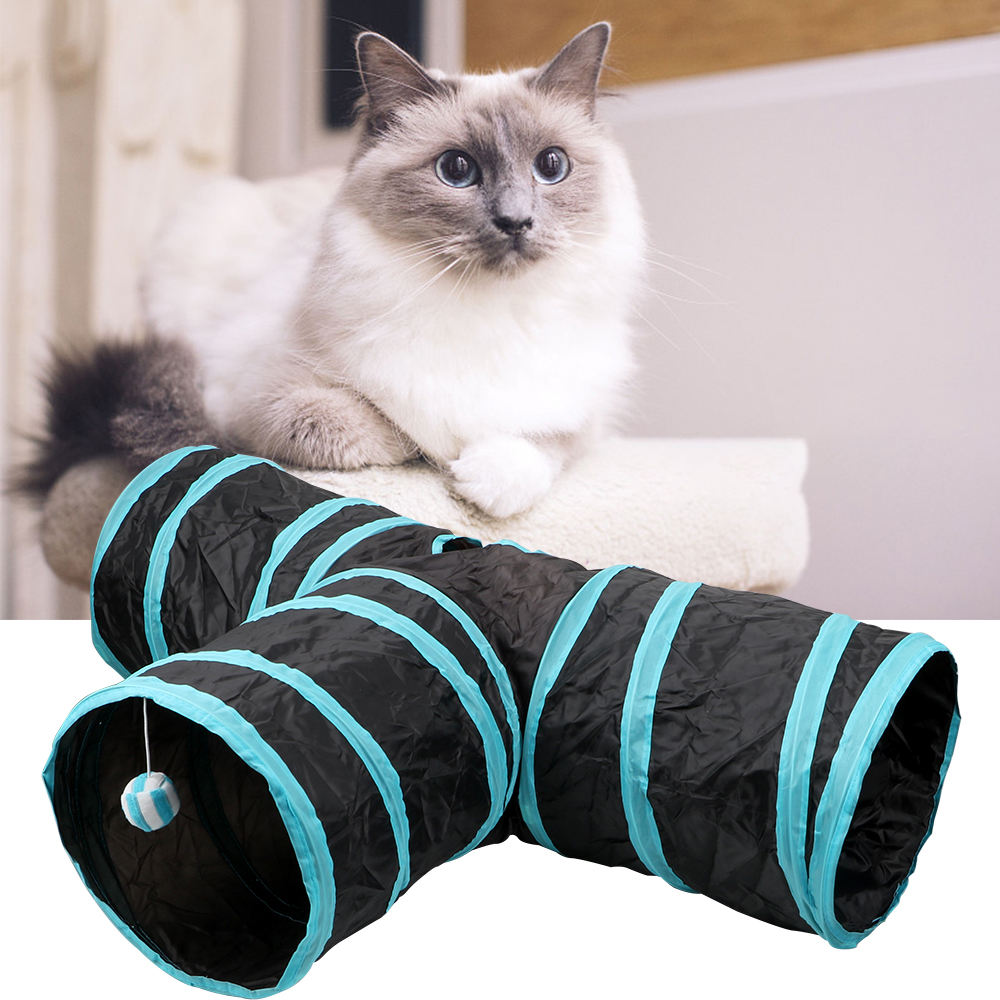 Funny Pet Cat Tunnel Tunnel Tubes 3 Holes Play Tubes Balls Pet Supplies Kitten Toys 2 Colors Foldable Storage