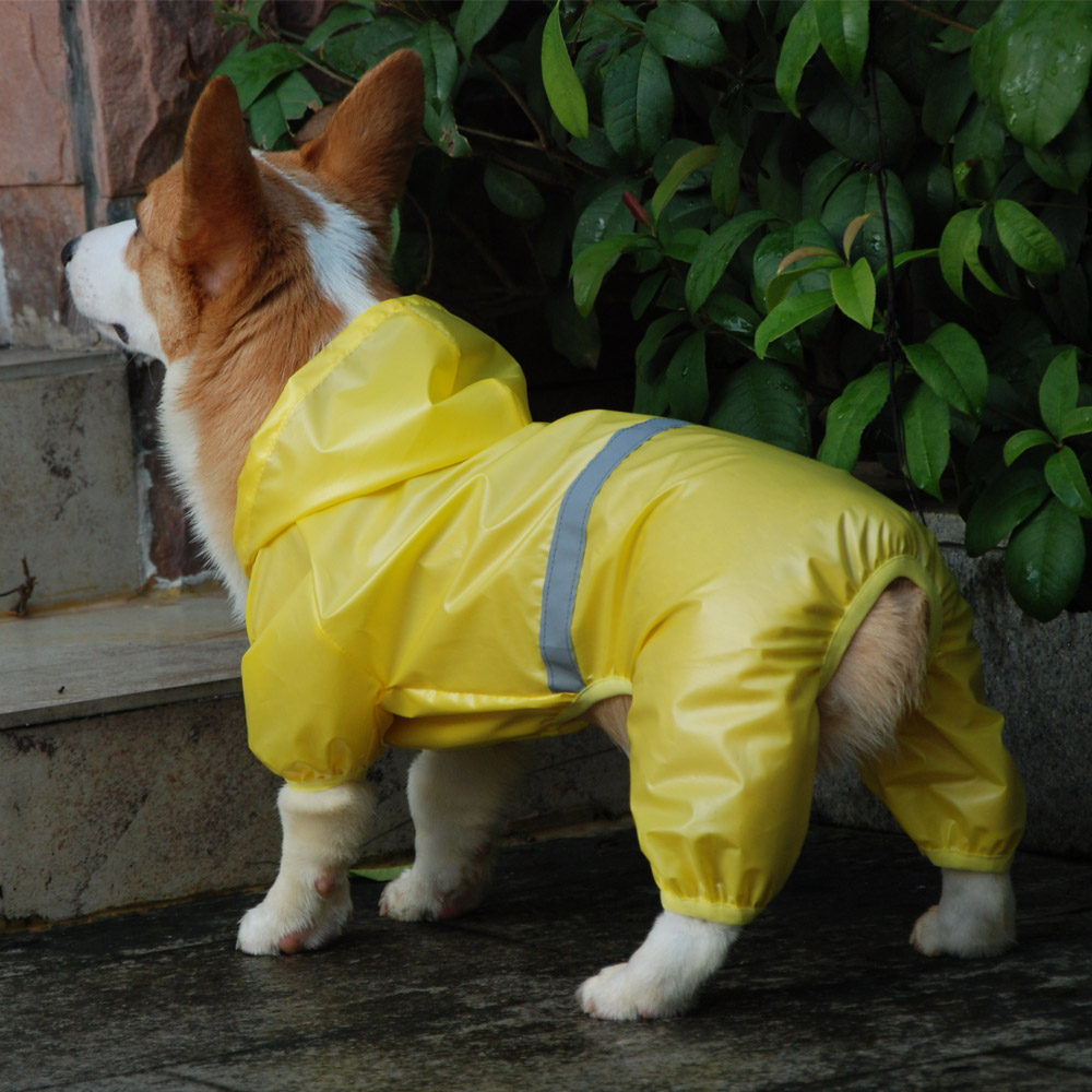 Waterproof Raincoat Jumpsuit Reflective Rain Coat Sunscreen Outdoor Clothes Jacket for Small Dog Pet Supplies