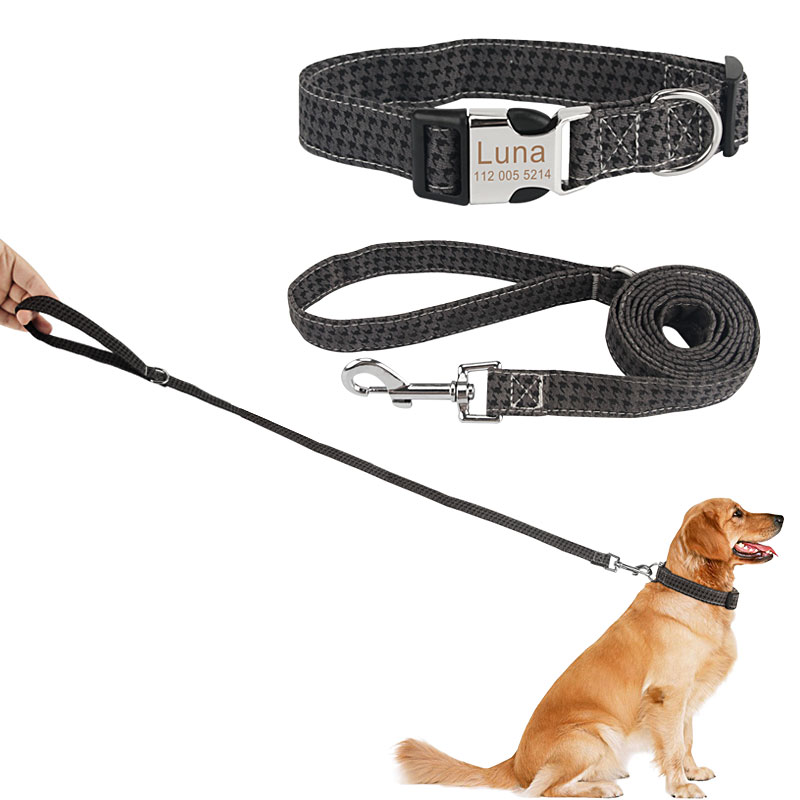 Cute Dog Collar Leashes Set with Quick Release Buckle,Soft Customized ID Tag Nameplate Pet Collars for Small Medium Large Dogs