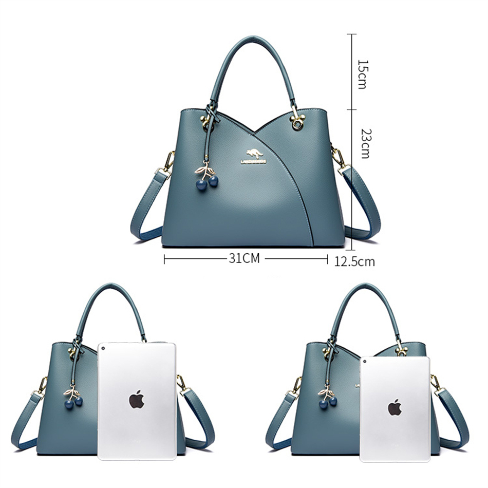 Soft Leather Women's Crossbody Bags Large Capacity Shoulder Handbags Purses with Pendants 2022 Trend Designer Casual Tote Bags