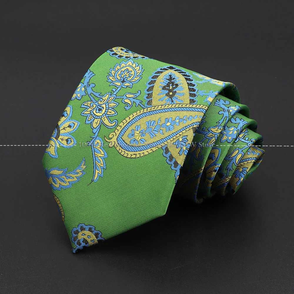 New Design Wedding Men Tie Green Solid Striped Paisley Flower Neckties Men Busin Dropshipping Groom Collar Accories GiftX241111