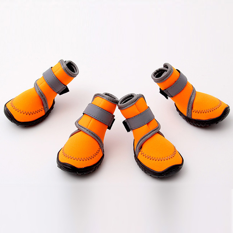 Waterproof Anti Slip Dog Shoes For Small Dogs Chihuahua Puppy Walking Shoes Orange Dog Snow Boots For Medium Dogs Large Dogs
