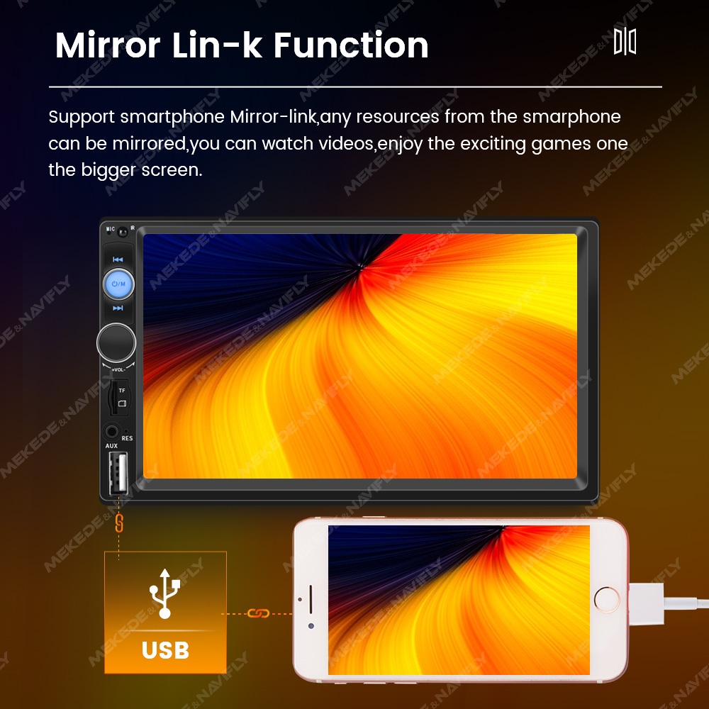 New 2024 7 inch Universal Car Radio Stereo MP3 MP5 Multimedia Player Support SWC/AUX/BT/SD/USB/Mirrorlink/FM/RCA/HD Video Player