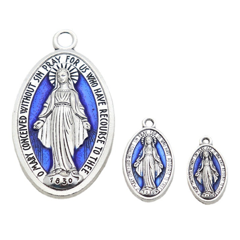 10 Pcs Miraculous Medal Pendant Charm for Chain Necklace or Rosary Christ Catholic Charms Blessed Virgin Pendant w/ Loop