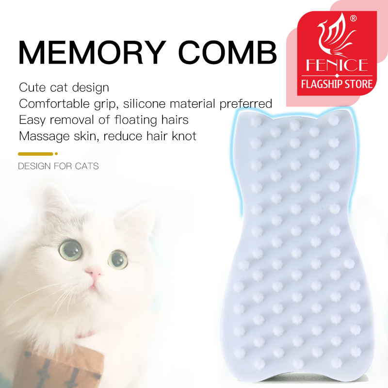 Fenice Pet Dog Cat Bath Glove Brush Comb Rubber Hair Fur Grooming Massaging Brush Pet Shower Cat brush Hair Remove
