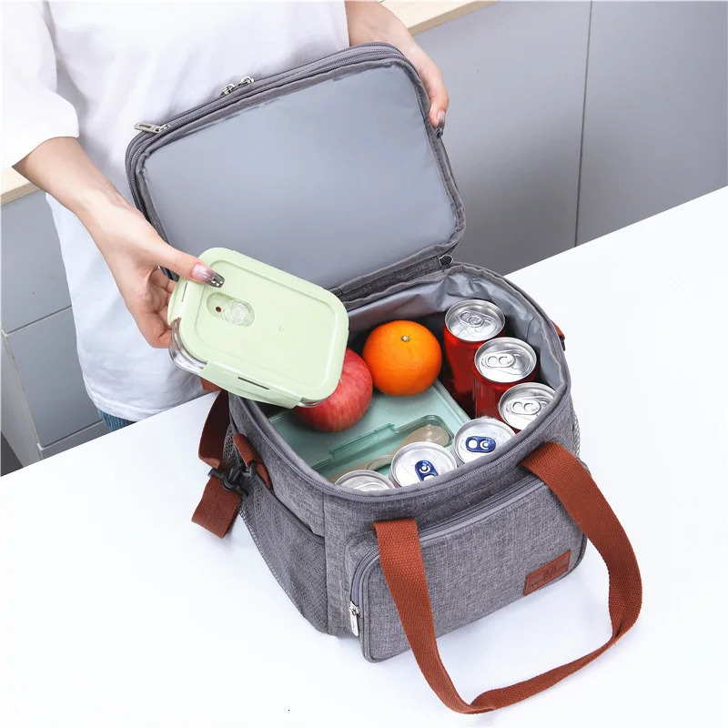 Double Layer Oxford Cloth Aluminum Foil Insulated Lunch Bag For Women Men Portable Tote Cooler Lunch Box Student Bento Handbag 240409