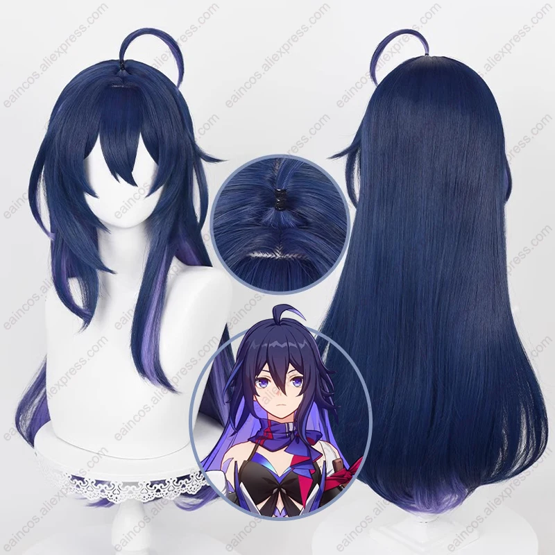 a Cosplay HSR Wig cm Seele Long Dark Blue Mixed Purple Wigs Heat Resistant Synthetic Hair s
